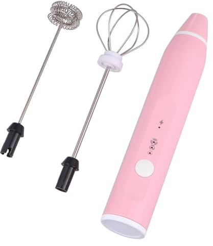 Yardwe Sbattitore Elettrico Portatile Ricaricabile USB 2-in-1 Frullino per Uova e Schiumatore di Latte in Acciaio Inossidabile 3 Velocità Regolabili Rosa