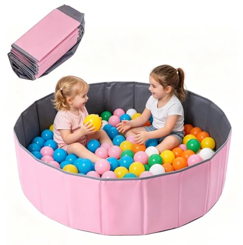 NKFBEV Ball Pit, 100 cm Foldable Baby Ball Pit, Dog BallPit, Round Ocean Ball Pits for Children Girls Boys, Portable Ocean BallPit for Dogs Cats Indoor Outdoor, Balls Not Included (Pink)