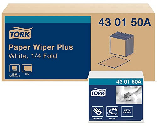 Tork Paper Wiper Plus White Self Dispensing, 1/4 Fold, 430150A