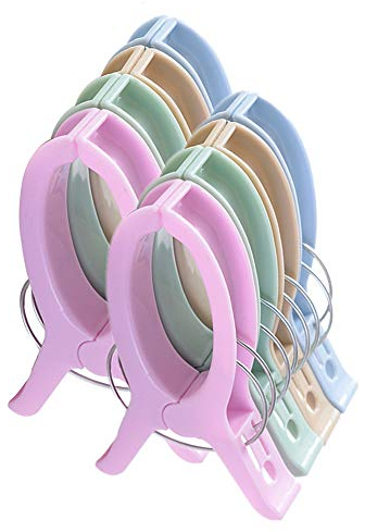 8 PCS Jumbo Größe Strandtuch Clips, Sinzau Vier Farben Wäscheklammern Kunststoff Clips Handtuch Klammer für Strand Pool tägliche Wäsche, schwere Badetuch etc