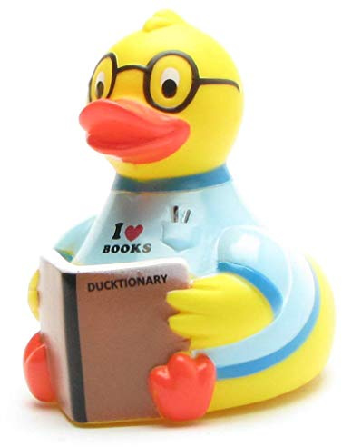 Duckshop l Bücherwurm Badeenten l Gummiente - L: 11 cm