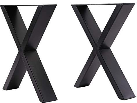 INMOZATA Tischkufen 2 Stück X Form Tischbeine Metall Möbelfüße Tischgestell Tischkufen mit Schrauben für Esstisch Schreibtisch Stizbank 50 x 7 x 71cm Schwarz