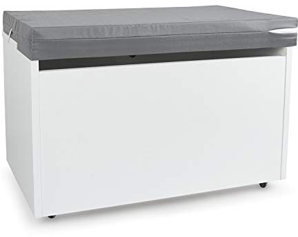 leomark Caja de Madera Blanca para Juguetes 71x40x46 cm Blanco con Colchón