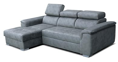 Robin Inspire Silver Ecksofa mit Schlaffunktion, Silber Links | 247 cm L-Form Schlafsofa, Bettkasten, 3 verstellbare Kopfstützen, Eckcouch, freistehendes Sofa, Wohnzimmer, Links