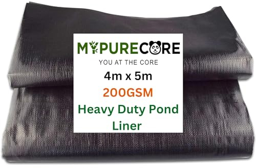 MYPURECORE Pond Liner – Various Sizes – Heavy Duty HDPE Material - UV & Tear Resistant, Flexible for Koi & Fish Pools, Water Gardens - Ideal for Small to Large Ponds, Wildlife (4m x 5m)