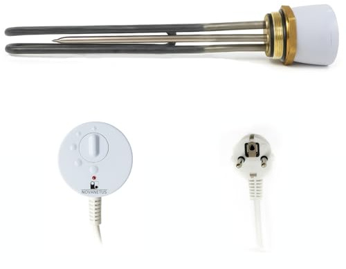 Novanetus GEBN 6/4 3kW 3000W 230V Riscaldatore ad Immersione Resistenza a Cartuccia per Caldaia Bollitore per Accumulo Acqua Calda INOX e Smaltato con Termostato