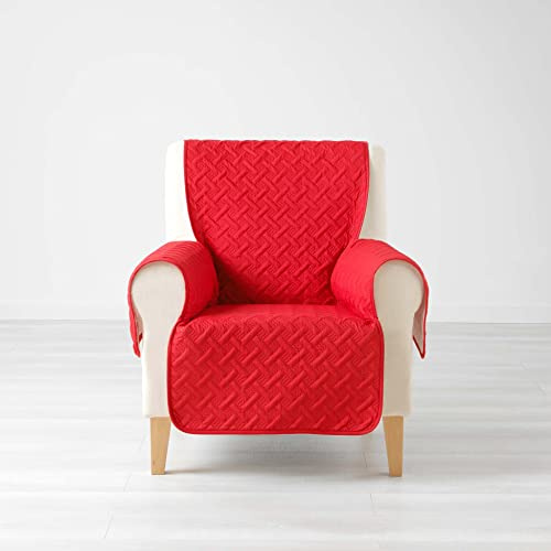 Douceur d'intérieur, Protège-Fauteuil Matelassé (165 x 179 cm) Lounge Rouge, Microfibre Unie