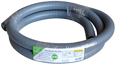 Jardibric - Tube PVC Flexible Ø 40 mm - Intérieur Lisse - Évacuation Eaux Usées Intérieure - Couronne 3 m