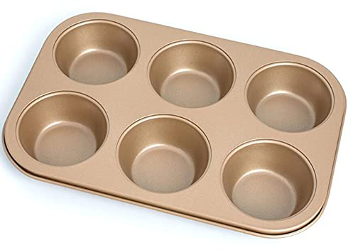 Stor muffinsplåt 6 koppar silikonmuffinsplåt, non-stick muffinsmuffinsform, muffin eller muffinsbakform, bakplåt 26,3 X 18 cm (guld)