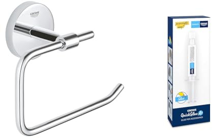 GROHE Start Cosmopolitan - Papierhalter + Kleber (Material: Metall, verdeckte Befestigung, ohne Deckel, zum Kleben oder Bohren), chrom, 41165000
