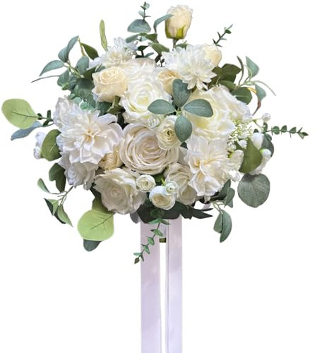 CherishedMoments Weißer Brautstrauß, künstliche Blumen, Brautsträuße für Boho, rustikale Hochzeit und Hochzeitszeremonie, Jahrestag