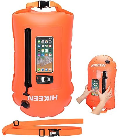 BOOSTEADY Bouée Natation, Bouée de Nage en Eau Libre, Sac Étanche Flottant Amélioré avec Ceinture Ajustable, Flotteur de Sécurité de Natation Gonflable pour Kayak Triathlète