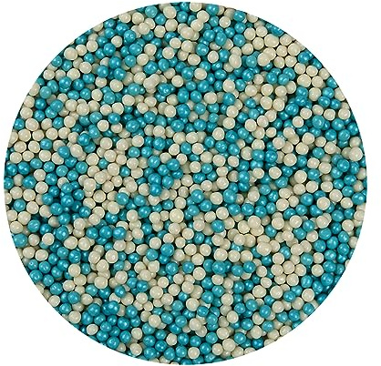 BrandNewCake® Schokoladen Crispy Perlen - Blau/Weiß 190g - Knusprige Perlen für Torten- und Kuchendekoration