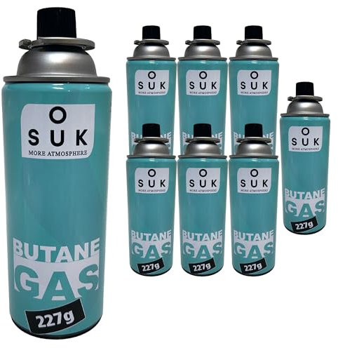 SOUK ONE Gaspatron Premium 227 g typ MSF-1a bajonettventil campingkokare, gasvärme, camping gaspatron (8 x 227 g)