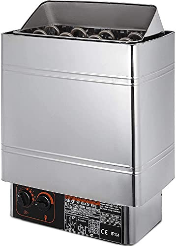 Sauna Domestica, Riscaldatore per Sauna 3-9KW Elettrico Stufa per Sauna Asciutta e Umida Controllo Interno Stufa per Sauna Spa Incorporata in Acciaio Inossidabile Home Hotel per 2-