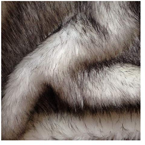 Tissu en Fausse Fourrure Blanc Pelucheux Tissu de Fourrure de Renard Artificiel Largeur 170cm Pour Coussin de Siège de Canapé Chaise, Tapis, Artisanat DIY, Blanc/noir(Size:1m)