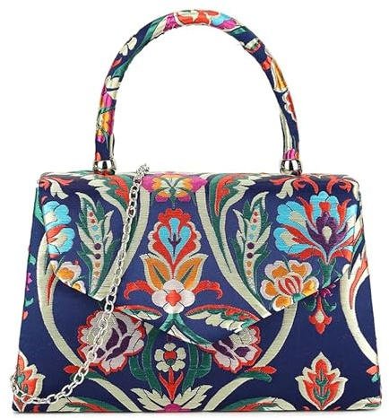 UShopUK Satin Floral Multicolor Bridal Prom Wedding Evening Clutch Party Purse Hand Bag