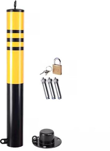 ErdBar parkplatzsperre Sicherheitspollerpfosten, gelbe Eisenpoller mit reflektierendem Band, Verkehrspoller für Lager, Parksperre(Yellow2,75 * 13cm/29.5 * 5.1in)