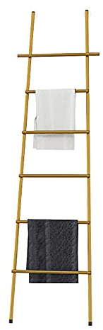 6-stufige Wand-leiter-handtuchhalter Mit Saugnapf, Bettdeckenständer, Handtuch-trocknungs- Und Präsentationsständer, Deckenständer Aus Metall, Mehrzweck-organizer Für Badezimmer, Waschküch(Color:Gold)