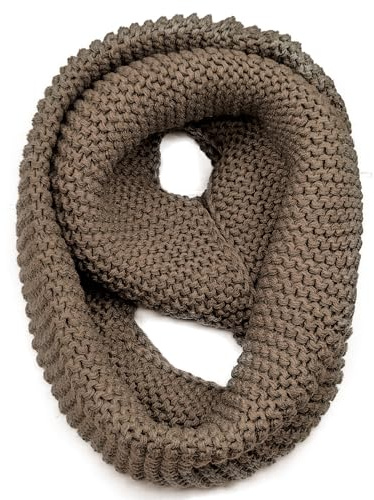 Warm Scarf for Winter Women & Men, Knit Wool Loop Infinity Scarves Thick & Chunky Neck Warmer For Cold Weather U-SY-W3, Coffee, One Size