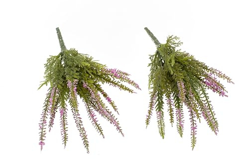 mucplants 2er Set künstliche Erika Kunstblume Stecker Heidekraut Blütenstiele Herbstblume Besenheide Erica (Pink)
