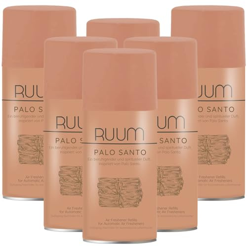 RUUM Lufterfrischer Nachfüller Palo Santo 250ml (6er Pack) | Raumduft-Spray-Nachfüller, kompatibel mit Freshmatic Max, warmer Palo-Santo-Duft