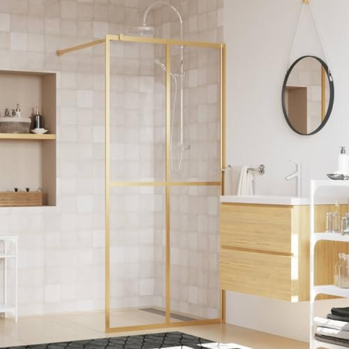 Duschwand für Begehbare Dusche mit ESG Klarglas Golden 90x195cm, CIADAZ Duschrückwand, Duschabtrennung, Glaswand Dusche, Duschglaswand, Duschtrennwand - 154945