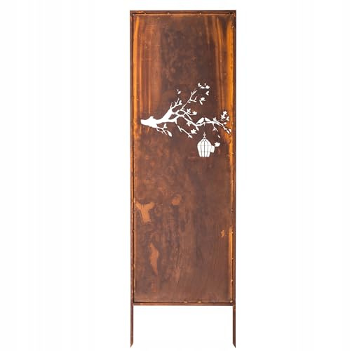 Kapaga - Sichtschutz Metall - 160x50 cm - Edelrost - Rostoptik, Patina | für Garten und Terrasse - Corten, Sichtschutzelement - Sichtschutzwand - Gartendekoration Zaun - Rost (Vogel)