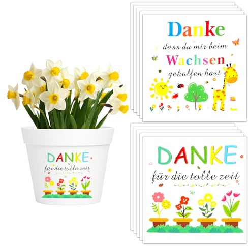 Blumentopf Aufkleber Danke, 10 Stück 10 x 10cm Aufkleber Danke Dass du Mir Beim Wachsen Geholfen Hast, Aufklebers Für Blumentopf, Thank You Sticker, Erzieherin Geschenk für Den Blumentopf