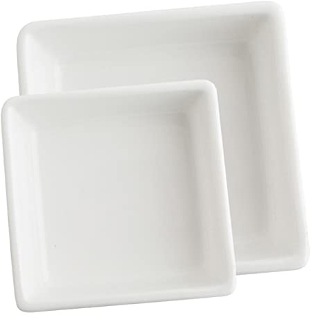 COLLBATH Juego de 2 Elegantes y Funcionales en Color Claro Cuencos Cuadrados de Cerámica Capacidad Suficiente para Aperitivos y Postres para Cenas Familiares y Fiestas