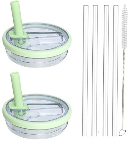 Paquete de 2 tapas de vaso de 30 onzas de repuesto para Stanley IceFlow de 0.89 L, a prueba de derrames, a prueba de salpicaduras, funda de vaso reutilizable con 4 popotes y 1 cepillo de limpieza