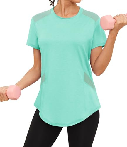 Gyabnw Womens Sun Protection Sports Top Quick Dry Short Sleeve T Shirt | Lightweight activewear for running yoga tennis Pilates gym training and outdoor workouts