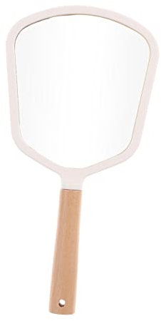 Cabilock Holz Kosmetikspiegel Tragbar Elliptisch Handspiegel Schminkzubehör Massivholz Spiegel für Damen Herren Make-up Reisen