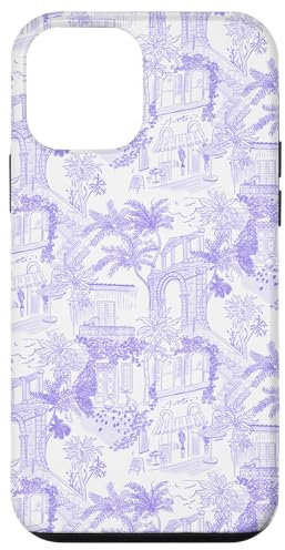 Lilla, Viola Chiaro Preppy Italiano Vacanza Toile Custodia per iPhone 12 mini