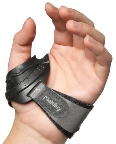 Mekiley CMC Thumb Support Brace - with Firm Supportive Wrist Strap, Dual Density Thumb Brace Stabilizes CMC Joint, Pain Relief for Osteoarthritis for Women and Men (Black, Left Hand, Medium)