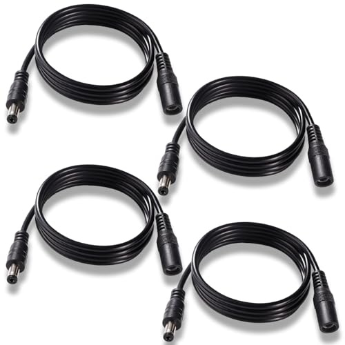 KUOQIY 4 Stücke 1m 5.5x2.1 mm 24V 12V DC Power Verlängerungskabel, Männlich Weiblich Verlängerung Kabel Netzkabel Verbinder 22AWG, für Sicherheitskameras, Schwarz