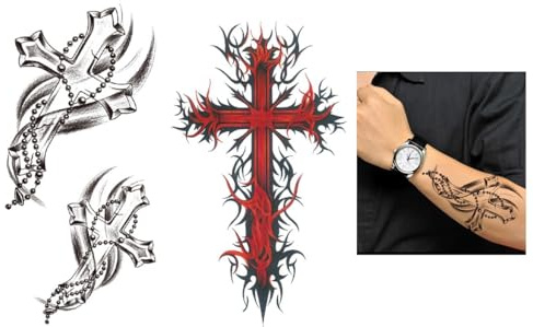2 Blatt Temporäres Kreuz Tattoo Fake Tattoos Religiöses Tattoo XQB273 995
