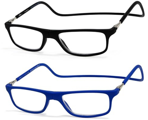 NEW VISION Lunettes 2 pack, Lunettes Loupe, Lunettes De Lecture Magnétique, Longueur RéGlable Lunette De Lecture Homme Femme, NV2904