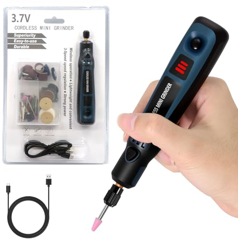 Penna per incisione elettrica con 50 bit, regolatore a 3 velocità (fino a 15.000 giri/min), batteria e macchina per incisione multifunzione ricaricabile tramite USB, per gioielli, legno, metallo