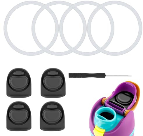 Tinoaly 4stk Ersatz Stopper mit 4stk Flaschendichtringen für Owala, O-Ring Wasserflaschen Deckelersatzteile für 19/24/25/32/40oz Dichtungsstopfen Zubehör