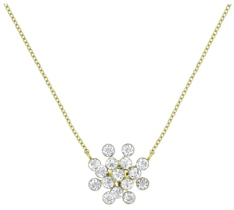 Konplott: Kette/Anhänger Magic Fireball shinny brass, klassischer Kristallblüten-Anhänger in glänzend-gold inklusive Kette, für Damen/Frauen (weiß)
