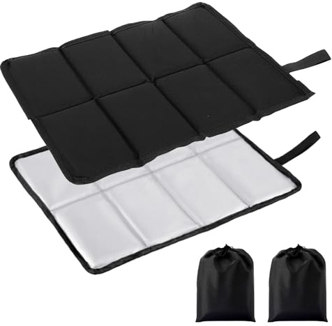 Druuzyl 2 pezzi Tappetino Pieghevole per Esterni, Cuscini Esterni Impermeabili con 2 tasche di archiviazione, Picnic Cuscino Seduta per Campeggio all'aperto e Trekking (Nera)