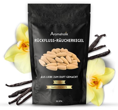 Premium Rückfluss Räucherkegel Wasserfall, Natürlich aromatische Räucherkegel mit Vanille Duft, 30 Stück, Frische Räucherkerzen für Stressabbau und Meditation, Backflow Incense, Aromaholik