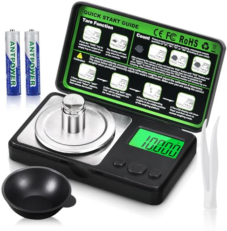 50g/0.001g Digital Milligram Scale, Digital Scales Precision Scale Pocket Micro Scales for Jewelry Powders Medicine food, High Precision Mg Scale with Tweezer Cal Weight Battery, Measuring Cup-50g MAX