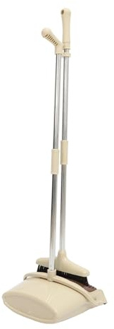 MUCKLILY Household Stainless Steel Broom and Dustpan Kit for Wood Floors Upright Storage Design Cleaning Tool for Indoor and Outdoor Use in Home Garden Garage and Balcony