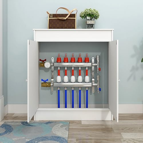 Cubierta Decorativa Para Radiador Con Puertas Tipo Persiana Dobles, Instalación Sin Taladro, Panel PVC Lavable, Base Estable, Para El Salón, El Dormitorio, El Pasillo(100*90*25 cm/39.3*35.4*9.8 in)
