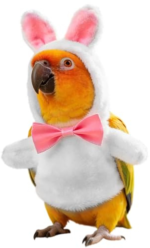Bird Clothes, Bunny Design Windproof Hoodie Cloak, Adjustable Warm Outfit for Small Birds, Winter Protection for Cockatiels, Budgies, African Greys, Parakeets, Conures, Mynahs, and Finches