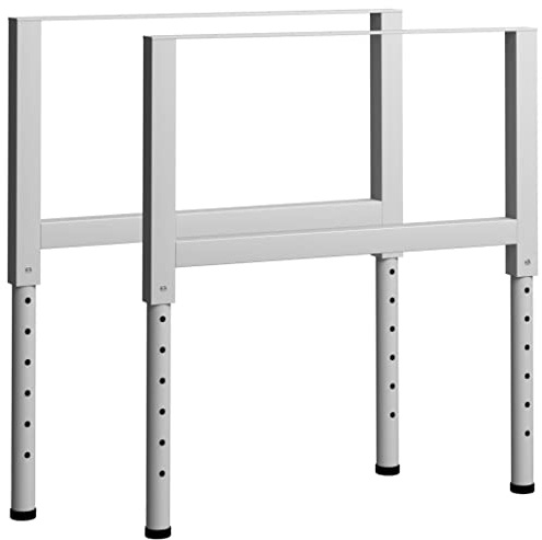 Qnhdfrt Adjustable Workbench Legs Set of 2, 85 x (69-95.5) cm Grey Powder-Coated Metal Table Frames, Heavy-Duty Trestle Style Supports for Dining, Office, Kitchen Island