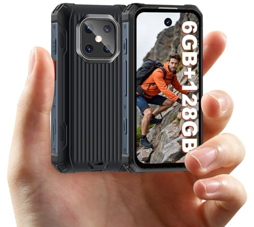 BLKE S Mini Smartphone Robuste 3,7 : Android 12, Batterie 3000 mAh, 6 Go + 128 Go, Appareil Photo 13 MP. Mini téléphone étanche IP68 avec Double SIM, processeur Octa Core, Face ID et GPS
