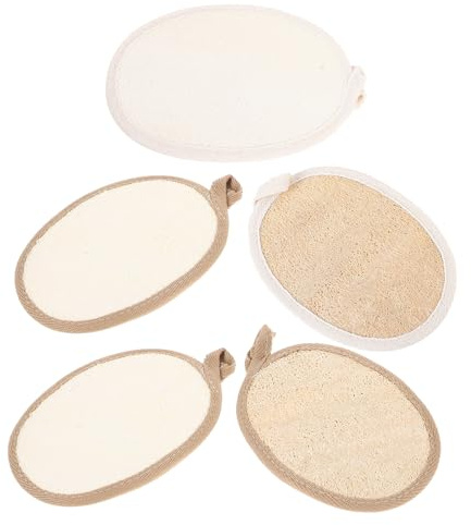 Beavorty Esponjas de Lufa Natural Exfoliante Corporal 5 Piezas para Ducha y Baño, Esponja Vegetal para Espalda, Paquete Multiusos, Secado Rápido, Cuidado Personal y Spa en Casa